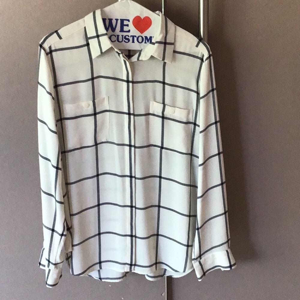 White and Black Checkered Blouse